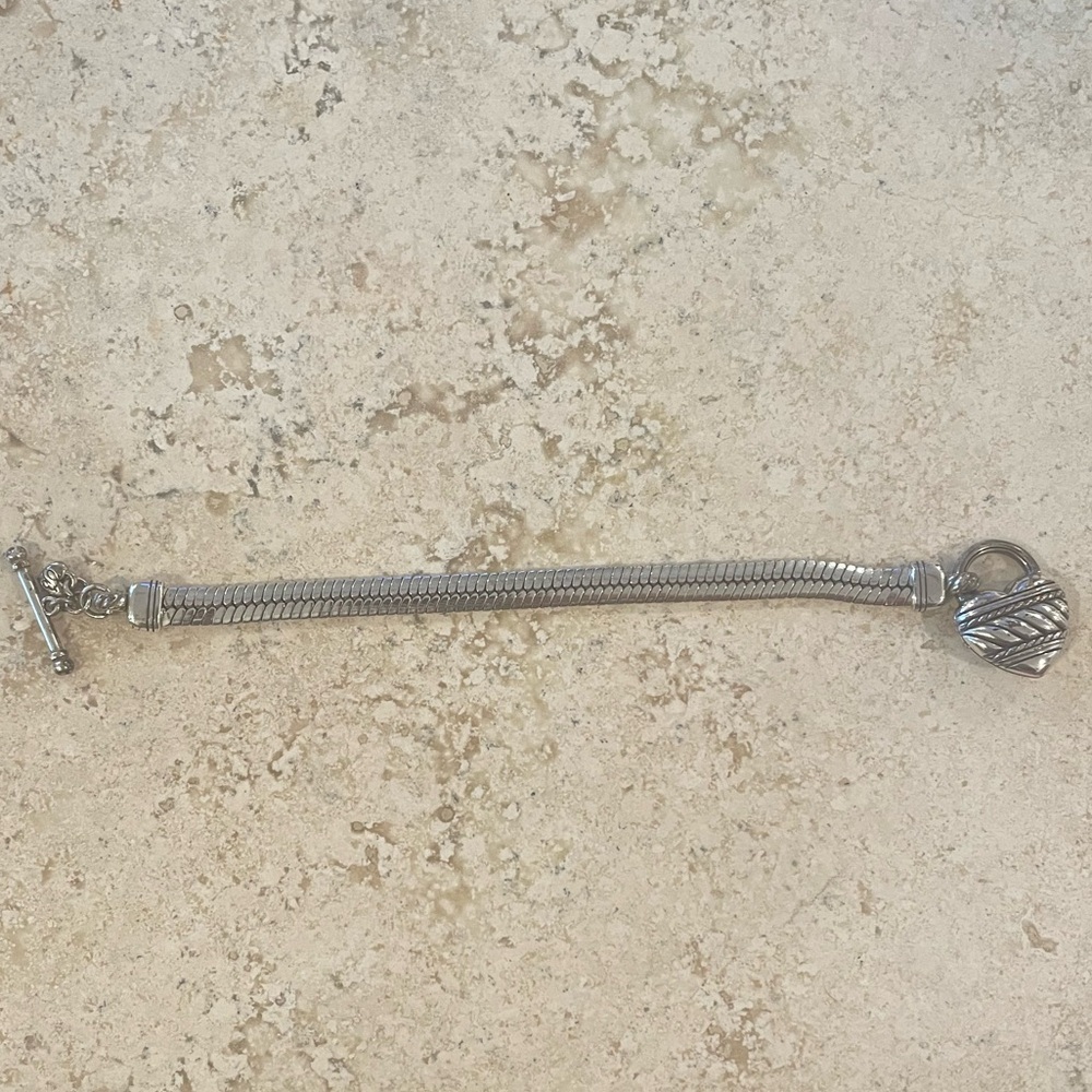 Brighton Silver Heart Interlocking Charm Bracelet… - image 2